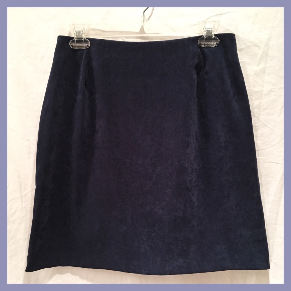 Navy Faux Suede Pencil Skirt